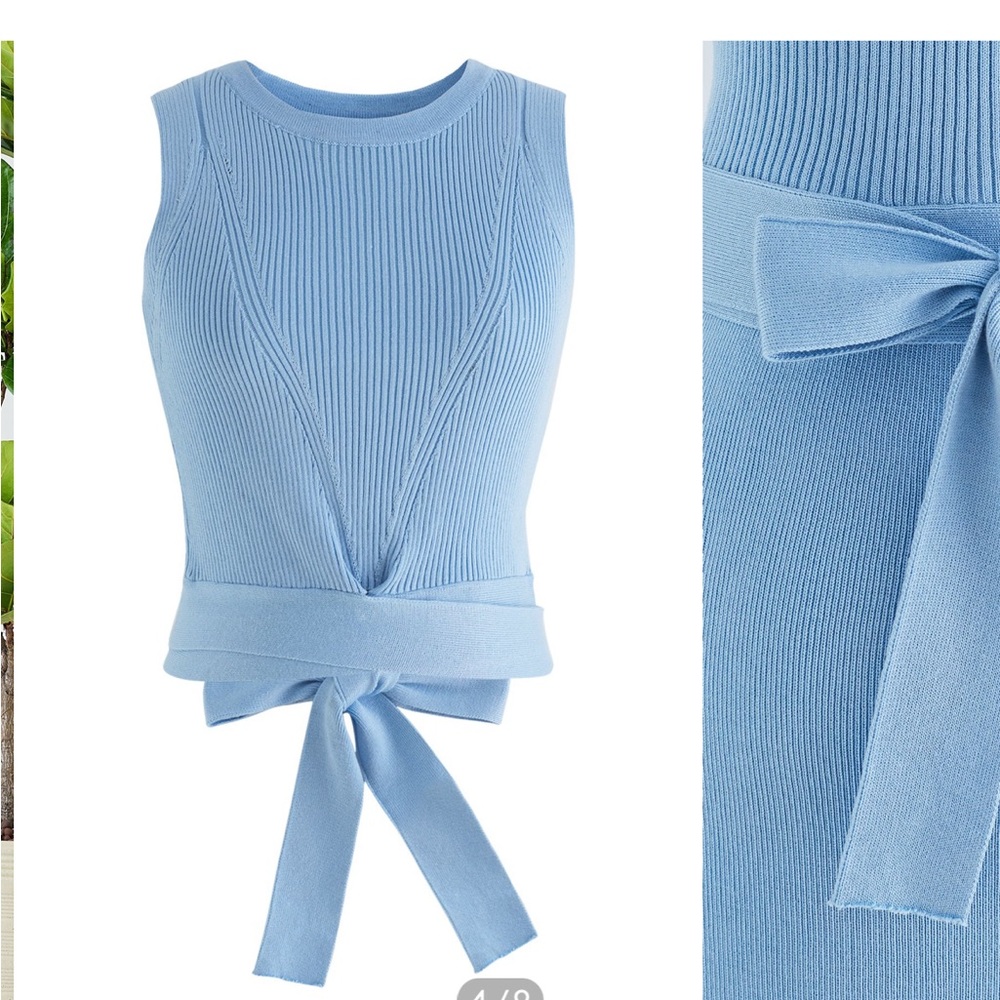 Gorgeous tie cropped sweater . Light blue